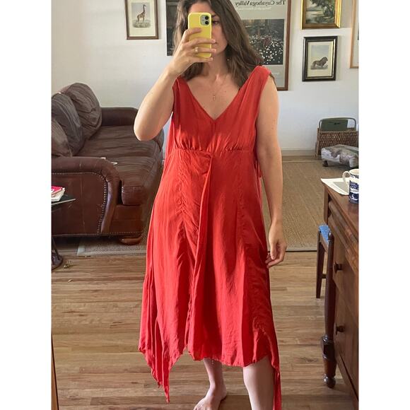 Y2K Silk Sheath Dress Handkerchief Hem Size Large - Picture 1 of 8